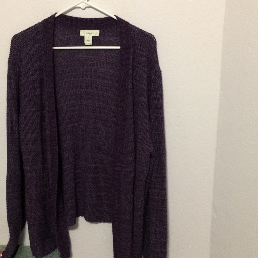 1X CJ Banks open purple cardigan